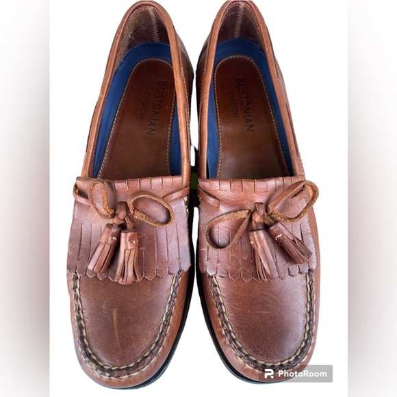 Bostonian CLASSICS Quilted Tassel Loafers 9 1/2 M Men's 27.5cm genuine leather burgundy type Vintage Second Hand